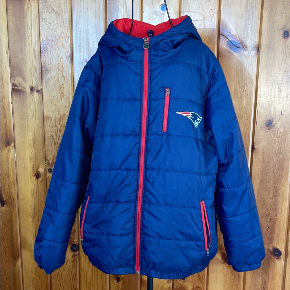NFL Women's New England Patriots Navy Logo Insulated Full-Zip Puffer Jacket M - Picture 2 of 9